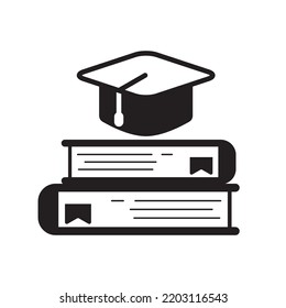 Stack of books with graduation hat vector illustration suitable for education icon