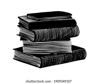 Stack of books, graphic. Vector illustration.