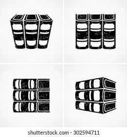 Stack of books in gray color on white, vector illustration