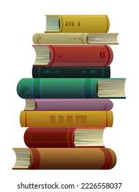 Stack of books. Great collection for reading. Library or bookstore. Isolated on white background. Vector