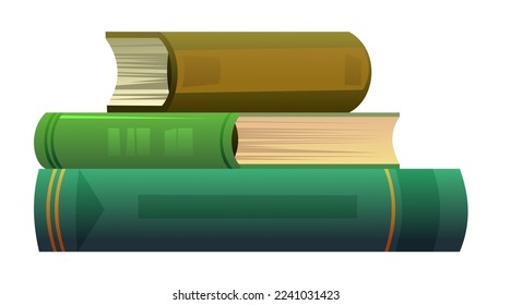 Stack of books. Great collection for reading. Library or bookstore. Isolated on white background. Vector