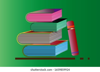 Stack of books with green background.
suitable for everything related to documents and learning