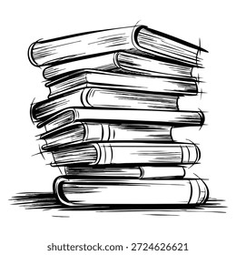 Pila de libros Ilustración vectorial de estilo de dibujo a mano adecuada para proyectos de diseño creativo con temas de educación, Biblioteca, lectura, aprendizaje, académicos y de conocimiento
