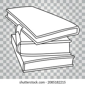 Stack of books. Hand-drawn colorless vector illustration