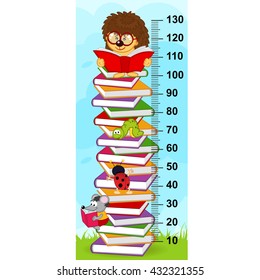 stack of books height measure - vector illustration, eps