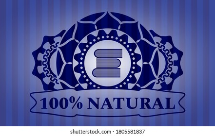 icono de pila de libros y botón de color azul del 100% de texto natural. Fondo clásico de bares. Ilustración intensa. 