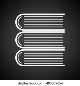 Stack of books icon. Black background with white. Vector illustration.
