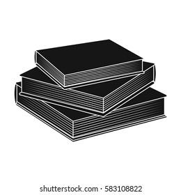 Stack of books icon in black style isolated on white background. Library and bookstore symbol stock vector illustration.