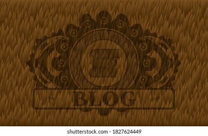 stack of books icon and Blog text Hairy Brown fur realistic emblem. Animal classic background. Illustration. 