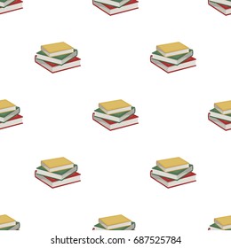 Stack of books icon in cartoon style isolated on white background. Library and bookstore symbol stock vector illustration.