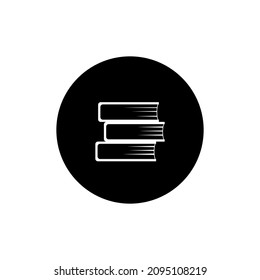 Stack Of Books Icon Circle Background Black Color Editable. Library Icon.