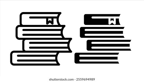 Stack of books Icon collection in filled and stroke style.