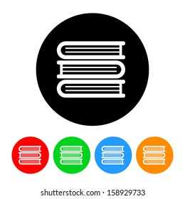 Stack Of Books Icon With Color Variations