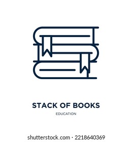 icono de pila de libros de la colección de educación. Pila lineal delgada de libros, pila, ícono de contorno de libro aislado en fondo blanco. Señal de la pila de vectores de línea de libros, símbolo para web y móvil