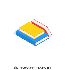 Stack of books icon in isometric 3d style on a white background