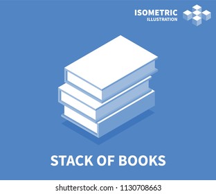 Stack of books icon. Isometric template for web design in flat 3D style. Vector illustration.