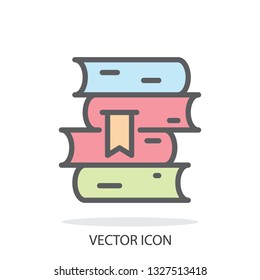 stack of books icon line sign, vector illustration eps10