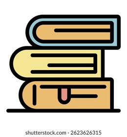 Ícone Pilha de livros. Contorno da pilha de livros ícone vetorial cor plana isolado