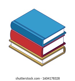 stack of books icon over white background, colorful design, vector illustration