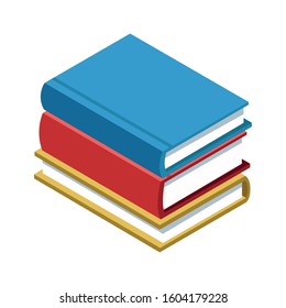 stack of books icon over white background, colorful and flat design, vector illustration