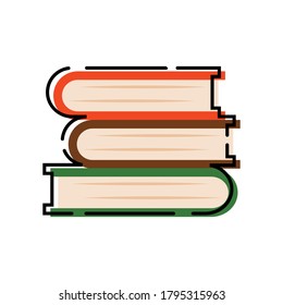 Icono de pila de libros. Icono de suministros escolares - Vector