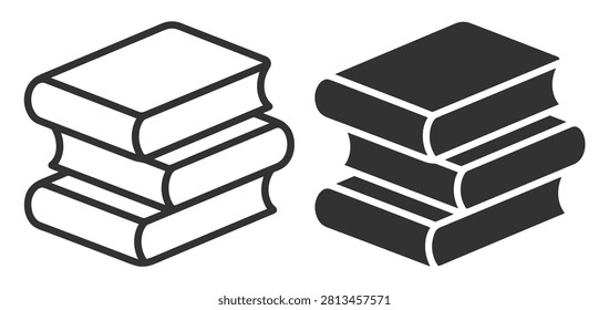 stack of books icon set line and solid style education reading concept on transparent background