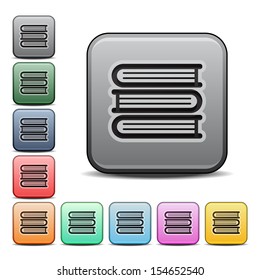 Stack of Books Icon Square Icon in Various Colors 