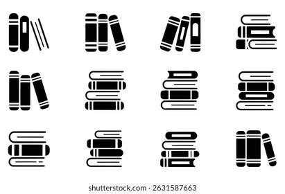 Stack of books icons library literature reading education knowledge