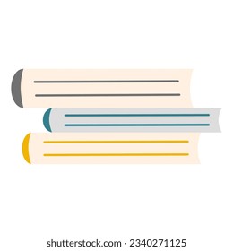 Stack of books, interior design element, back to school or study concept, flat vector