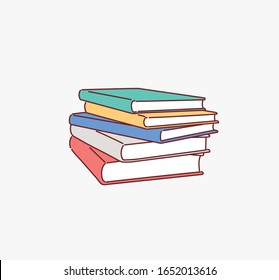 Stack of  books isolated on white. Hand drawn style vector design illustrations.