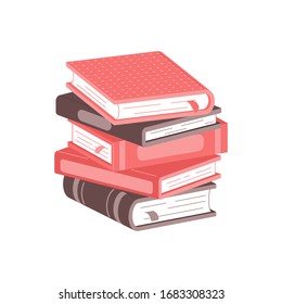 Stack of books isolated on white background. Pile of books vector illustration flat style.