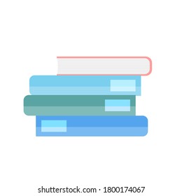 Pila de libros aislados en fondo blanco, ilustraciones vectoriales estilo plano para diseño gráfico, sitio web o banner, concepto, color relajante y atmósfera