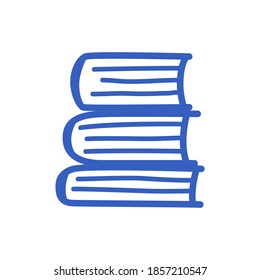 Stack of books isolated on white in doodle style. Outline vector icon in modern style.
