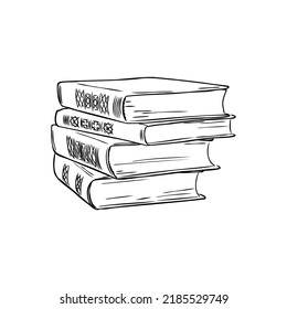 Stack of books isolated on white, Hand Drawn Sketch Vector illustration.