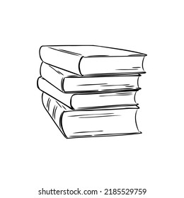 Stack of books isolated on white, Hand Drawn Sketch Vector illustration.