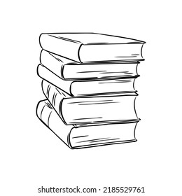 Stack of books isolated on white, Hand Drawn Sketch Vector illustration.