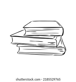 Stack of books isolated on white, Hand Drawn Sketch Vector illustration.