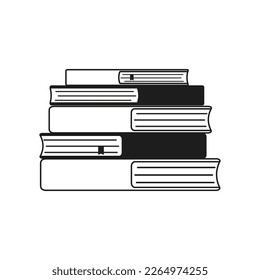Pila de libros aislados de fondo blanco. Dibujo dibujado a mano.Ilustración vectorial. Estilo simple de garabato.