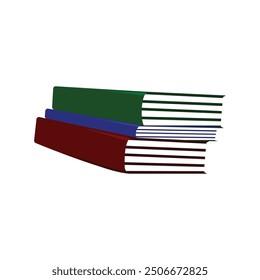 Stack of books isolated on white background. Eps 10. A pile of books and reading a book. Isolated illustration. Design element design with education theme
