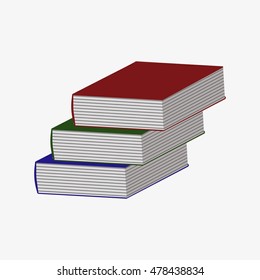 Stack of books isolated on white. Vector flat illustration