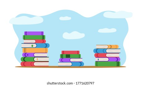 Stack of books isolated vector illustration. Academic and school knowledge symbols. Set of flat books variations.
