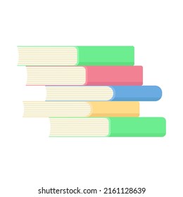 Stack of books isolated vector illustration. Different books lie cartoon. Prints set