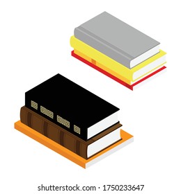 Stack of books isometric view isolated on white background