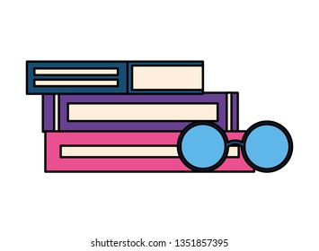 stack of books with lenses isolated icon