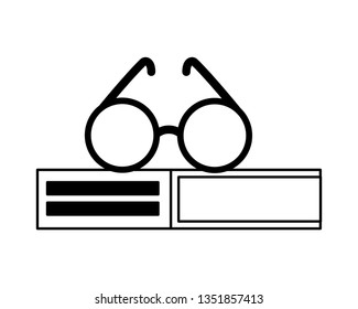 stack of books with lenses isolated icon