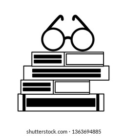 stack of books with lenses isolated icon