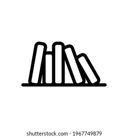 Stack of books, library on the shelf, open knowledge, simple icon. Black linear icon with editable stroke on white background