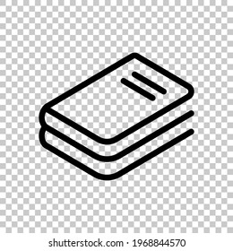 Stack of books, library on the shelf, open knowledge, simple icon. Black editable linear symbol on transparent background