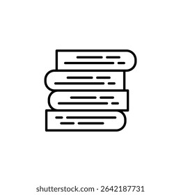 Stack Of Books Line Art Illustration On Transparent Background