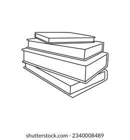 stack of books line art for literacy day international celebration education background..